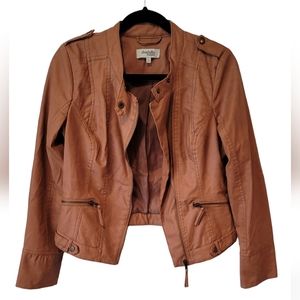 Charlotte Russe Tan/Camel Leather Jacket Women Small